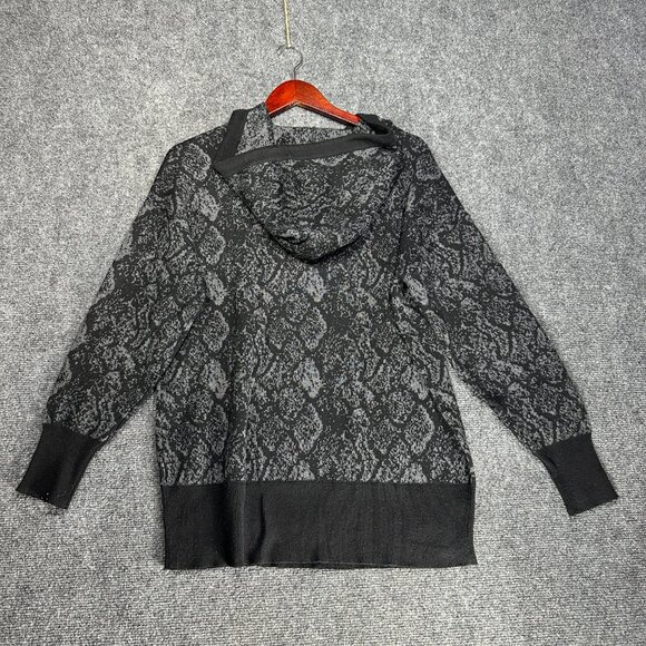 John + Jenn Sweater Womens Small Black Hooded Long Sleeve Rib Cuffs Pocket - Picture 7 of 8